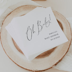 Viktigt könsneutralt Oh Baby Shower Napkins Pappersservett