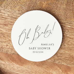 Viktigt könsneutralt Oh Baby Underlägg Papper Rund