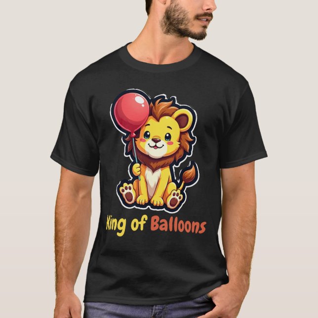 Viktigt Lejon ballong T-Shirt - lekfull och djärv (Framsida)