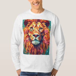 Viktigt Lejon med Blommigt Mane T-Shirt-design T Shirt