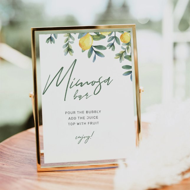 Viktigt Lemon Möhippa Mimosa Pub-tecken Poster (lemon mimosa bar sign)