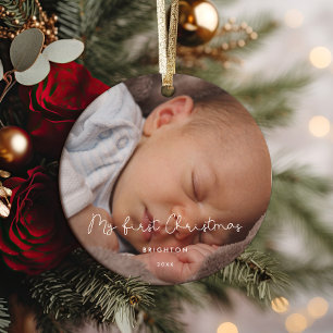 Viktigt min första julfoto i baby julgransprydnad keramik