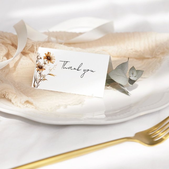 Viktigt minimalistiskt Boho Wildblomma Bröllop Tack Kort (Skapare uppladdad)