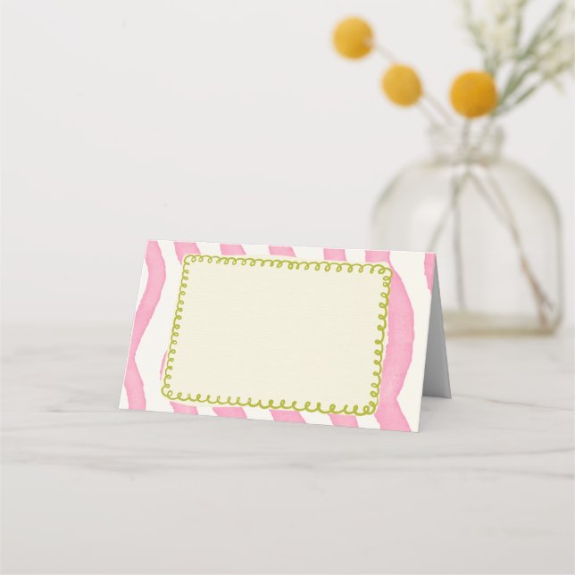 Viktigt moderkort för Rosa och Grönt Bröllop Placeringskort (Framsida)