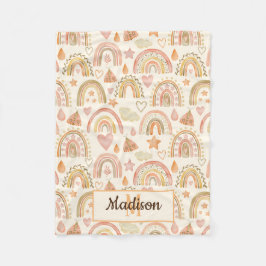 Viktigt Modern Boho Rainbow Mönster Namn Baby Fleecefilt