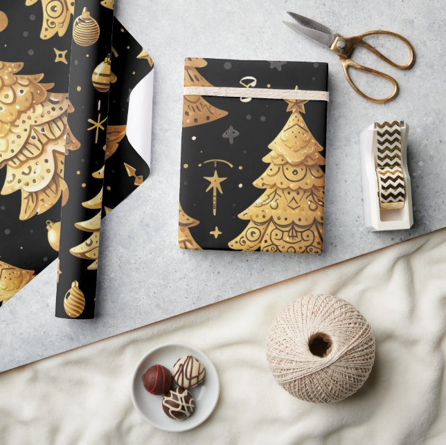 Viktigt Modern Guld Julgranar Presentpapper (Hantverk)