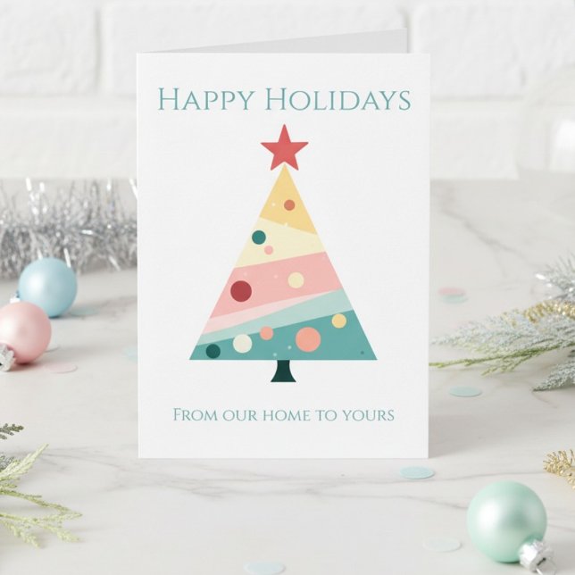 Viktigt Modern Julgran Helgdag Kort (Pastel color polka dot Christmas tree card)