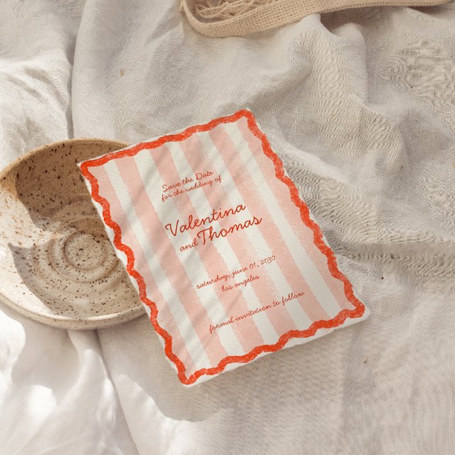 Viktigt Modern Rosa och Röda Bröllop spara datum Inbjudningar (Skapare uppladdad)