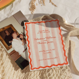 Viktigt Modern Rosa och Röda Bröllop spara datum Inbjudningar