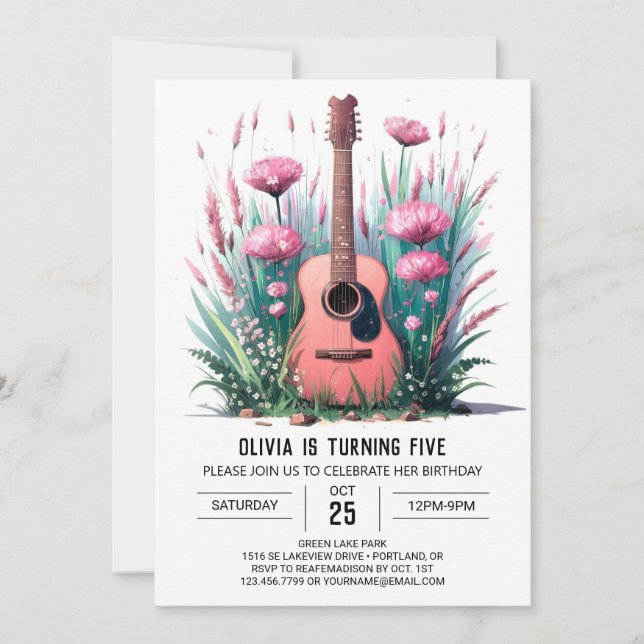Viktigt musikers Guitar Birthday Inbjudningar (Framsida)