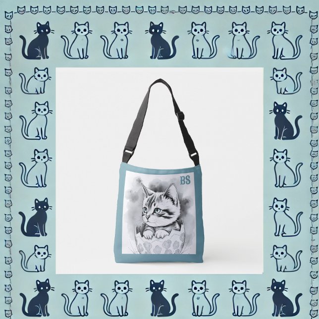 Viktigt Påsk Kitten i Blommigt Eggshell Axelväska (Skapare uppladdad)