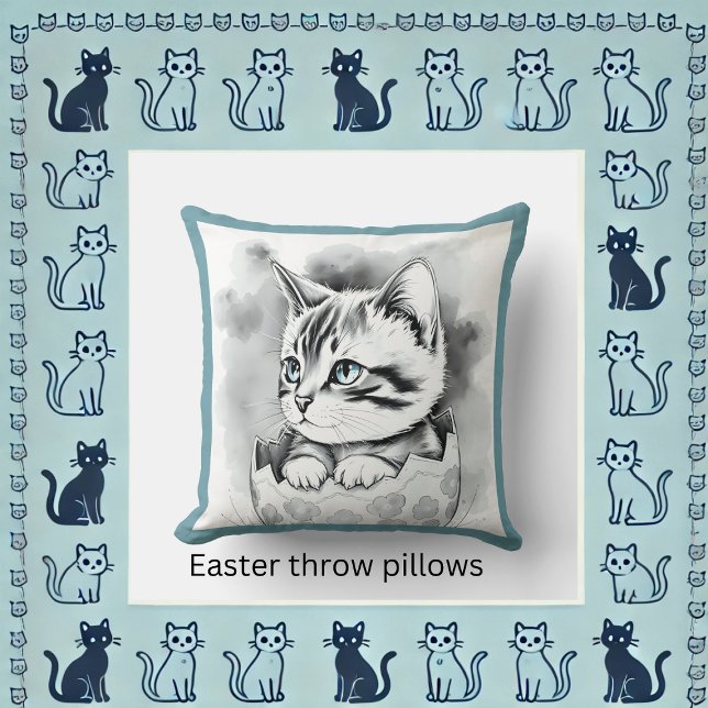 Viktigt Påsk Kitten i Blommigt Eggshell Kudde (Skapare uppladdad)