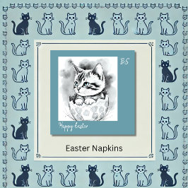 Viktigt Påsk Kitten i Blommigt Eggshell Pappersservett