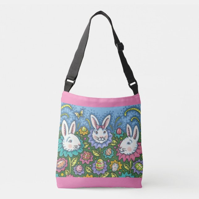 VIKTIGT PÅSKÄGG GARDEN, BUNNY RABBIT-FLÖDEN AXELVÄSKA (Framsida)