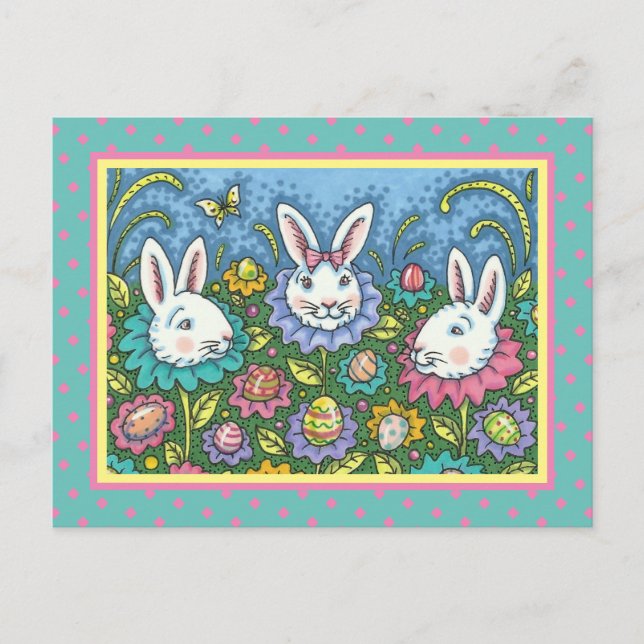 VIKTIGT PÅSKÄGG GARDEN, BUNNY RABBIT-FLÖDEN HELG VYKORT (Framsida)