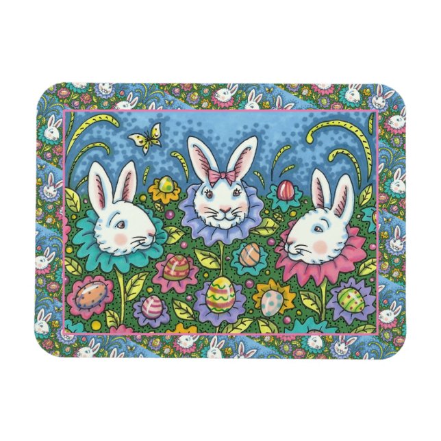 VIKTIGT PÅSKÄGG GARDEN, BUNNY RABBIT-FLÖDEN MAGNET (Horisontell)
