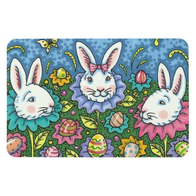 VIKTIGT PÅSKÄGG GARDEN, BUNNY RABBIT-FLÖDEN MAGNET (Horisontell)