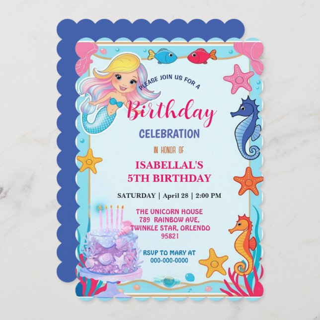 Viktigt regnbåge, sjöjungfruns sjöstjärna, födelse spara datumet (Fram/baksida)