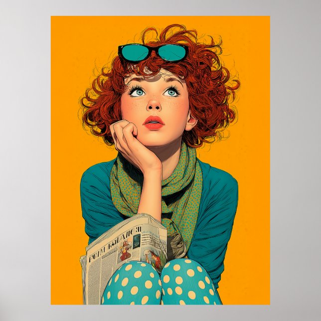Viktigt Rödhårig i Polka dots Poster (Framsidan)