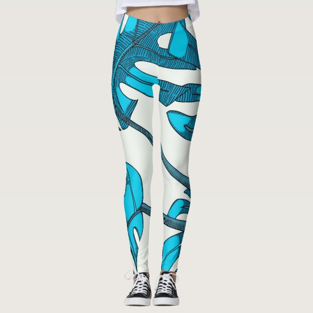 Viktigt, roligt!Monstera-löv design Leggings (Framsida)