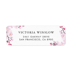 Viktigt Rosa Cherry Blommars adressetikett Returadress Etikett
