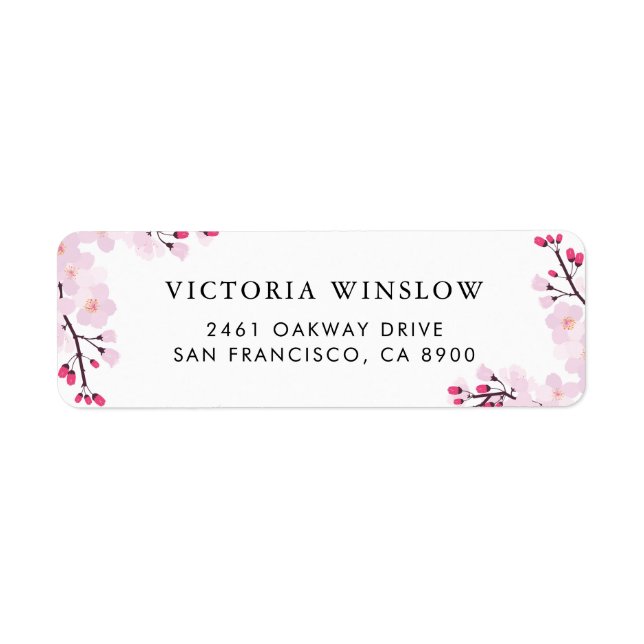 Viktigt Rosa Cherry Blommars adressetikett Returadress Etikett (Framsidan)