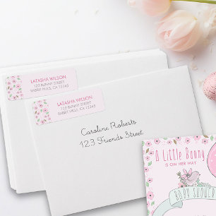 Viktigt Rosa Flowers Returadressetikett Returadress Etikett