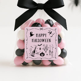 Viktigt, rosa happy halloween-dekal fyrkantigt klistermärke