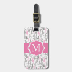 Viktigt Rosa och Grått Sketch Cat Gift Ideas Bagagebricka