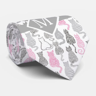 Viktigt Rosa och Grått Sketch Cat Gift Ideas Slips