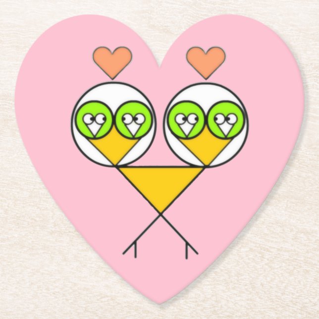 Viktigt rosa, söta, levande fåglar med hjärta underlägg papper (Framsida)