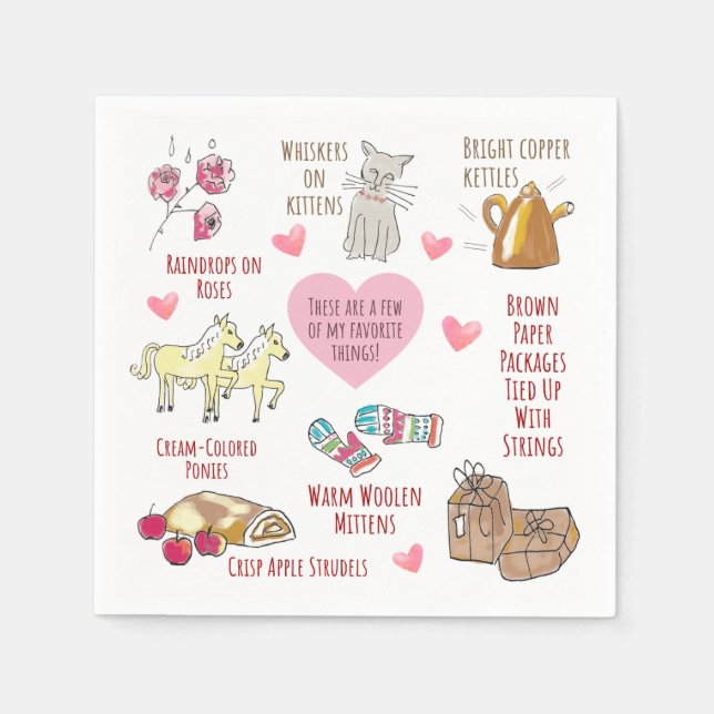 Viktigt... Sak Cute Hand-Illustrated Pappersservett (Framsidan)