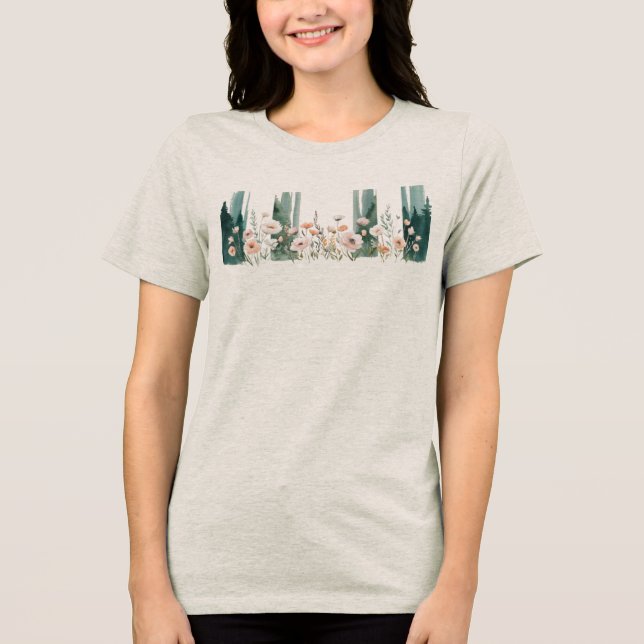 Viktigt Skogen Blommigt Meadow T Shirt (Framsida)