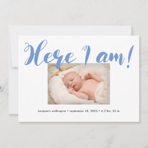Viktigt skript Här är jag Blue Boy Birth Meddelande