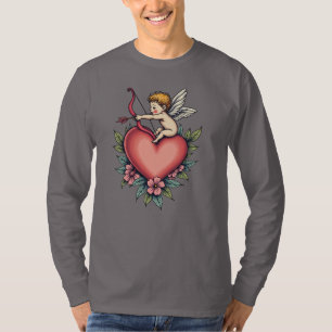Viktigt Sleeve för utformningen av Cupid Heart-Vin T Shirt