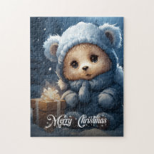 Viktigt söt nalle med julklapp