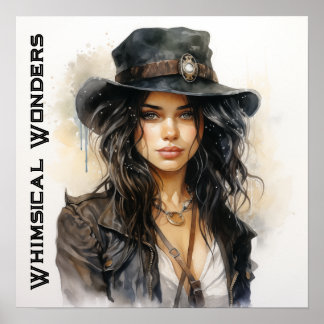 Viktigt Steampunk Young Woman-Vintage Poster