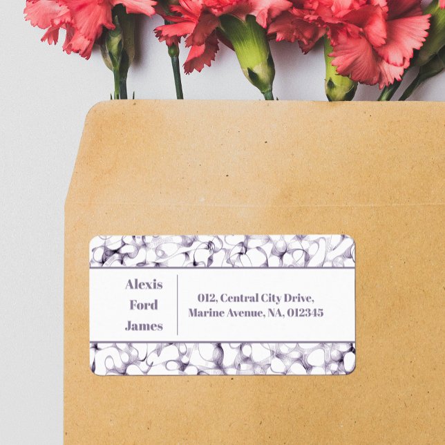 Viktigt streck Lila Pen Doodles adressetikett (Skapare uppladdad)