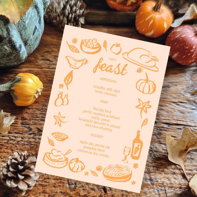 Viktigt Thanksgiving Friendsgiving HolidayCUSTOM Meny (Whimsical Thanksgiving Friendsgiving Holiday CUSTOM Menu
)