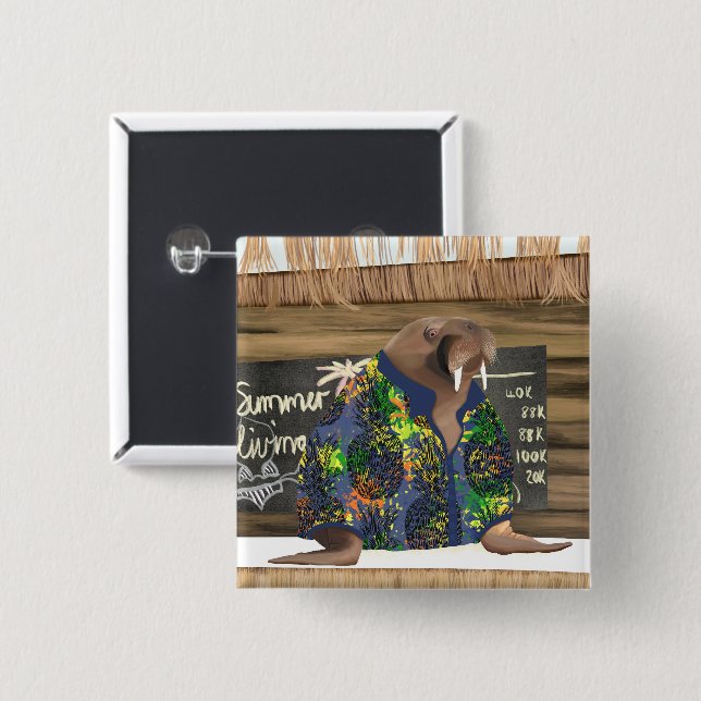 Viktigt Tropical Hawaiian Walrus Marine Life Knapp (Framsida & baksida)