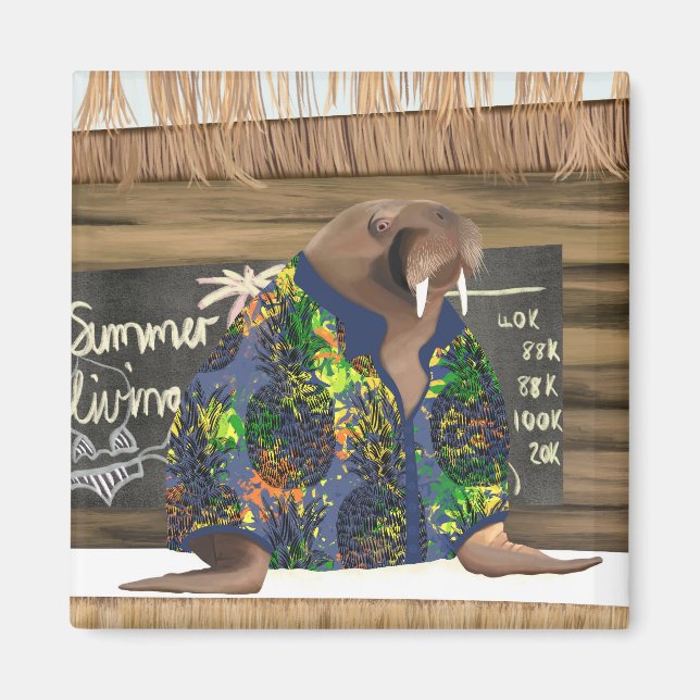 Viktigt Tropical Hawaiian Walrus Marine Life Magnet (Framsidan)