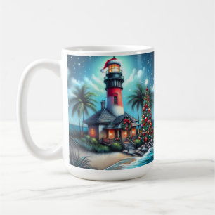 Viktigt Tropiskt julfyr Teal Red Kaffemugg