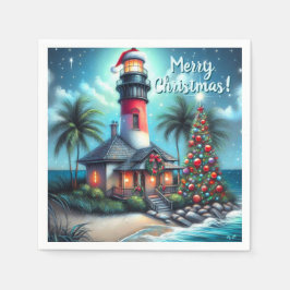 Viktigt Tropiskt julfyr Teal Red Pappersservett