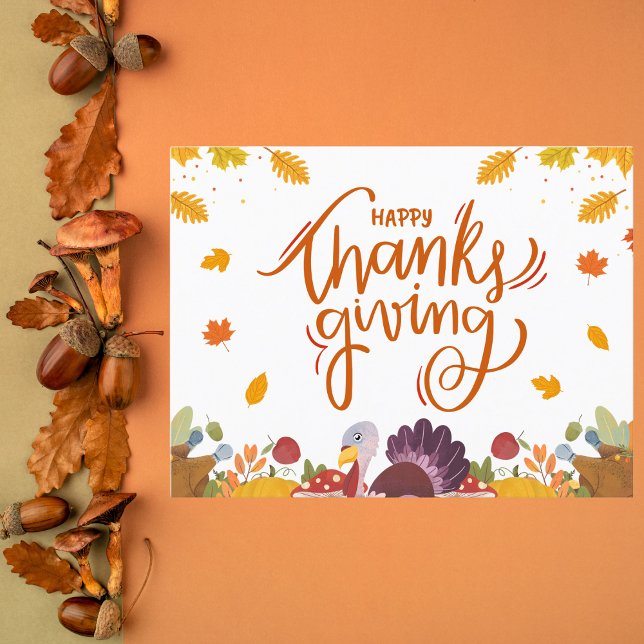Viktigt Turkiet och Höst löv Thanksgiving Julkort (Skapare uppladdad)
