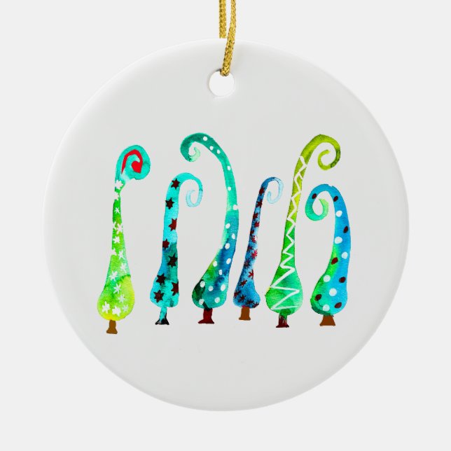 Viktigt vattenfärgat julgranar julgransprydnad keramik (Framsidan)