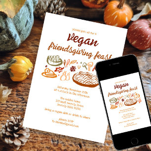 Viktigt VEGAN Thanksgiving Friendsgiving-ANPASSNIN Inbjudningar