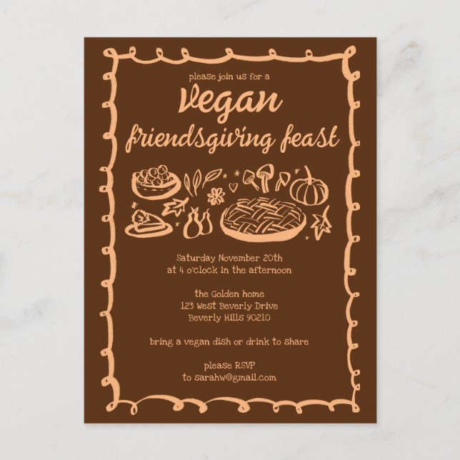 Viktigt VEGAN Thanksgiving Friendsgiving-ANPASSNIN Vykort (Framsida)