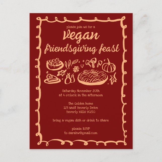 Viktigt VEGAN Thanksgiving Friendsgiving-ANPASSNIN Vykort (Framsida)