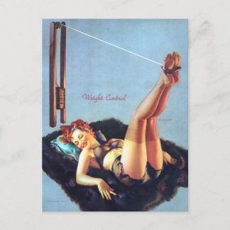 Viktkontroll - Vintage Pinup Konst Postkort Vykort