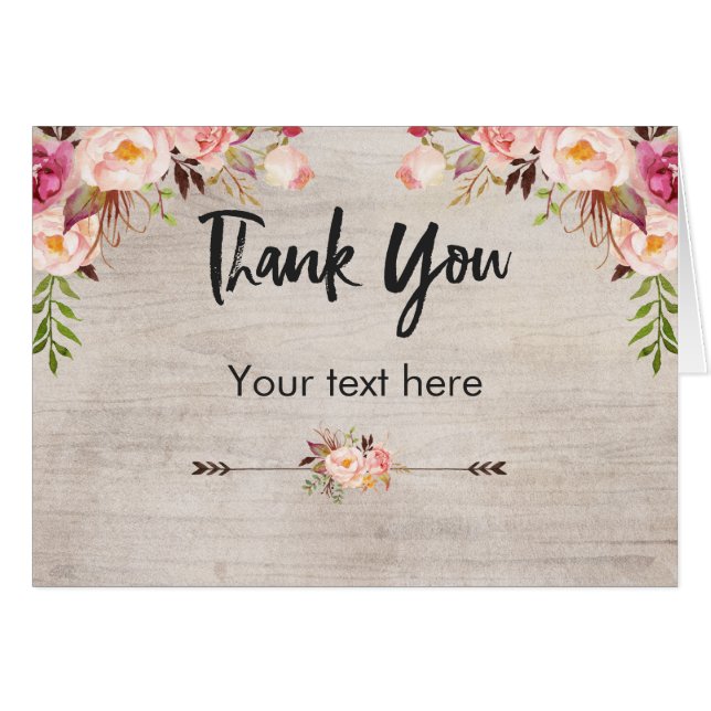 Viktkort för Rustic Blommigt Boho OBS Kort (Framsidan Horizontal)